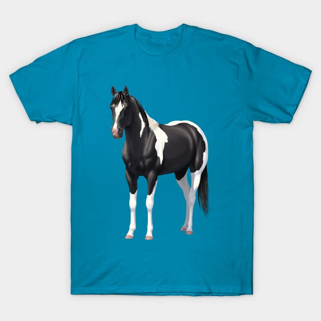 Beautiful Black Pinto Quarter Horse Paint Stallion T-Shirt by csforest